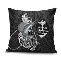 Guam Blue Marlin Fishing Pillow Cover Guahan Fish Hook Tattoo Black Version LT14 Black - Polynesian Pride
