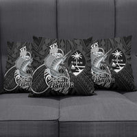 Guam Blue Marlin Fishing Pillow Cover Guahan Fish Hook Tattoo Black Version LT14 - Polynesian Pride
