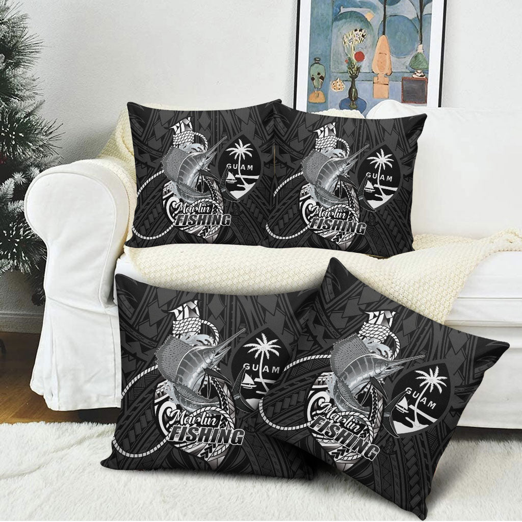 Guam Blue Marlin Fishing Pillow Cover Guahan Fish Hook Tattoo Black Version LT14 - Polynesian Pride