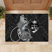 Guam Blue Marlin Fishing Rubber Doormat Guahan Fish Hook Tattoo Black Version LT14 Black - Polynesian Pride
