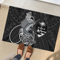Guam Blue Marlin Fishing Rubber Doormat Guahan Fish Hook Tattoo Black Version LT14 - Polynesian Pride
