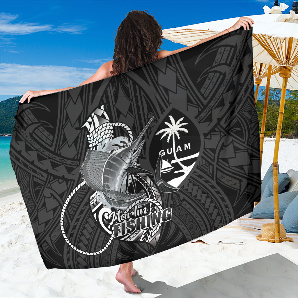 Guam Blue Marlin Fishing Sarong Guahan Fish Hook Tattoo Black Version LT14 One Size 44 x 66 inches Black - Polynesian Pride