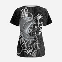 Guam Blue Marlin Fishing Scrub Top Guahan Fish Hook Tattoo Black Version LT14 - Polynesian Pride