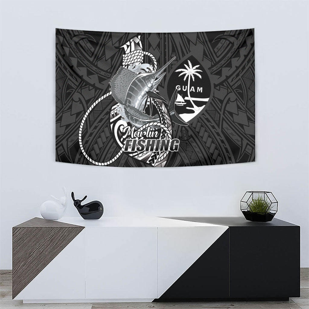 Guam Blue Marlin Fishing Tapestry Guahan Fish Hook Tattoo Black Version LT14 - Polynesian Pride