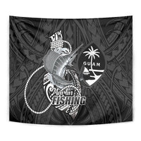 Guam Blue Marlin Fishing Tapestry Guahan Fish Hook Tattoo Black Version LT14 - Polynesian Pride