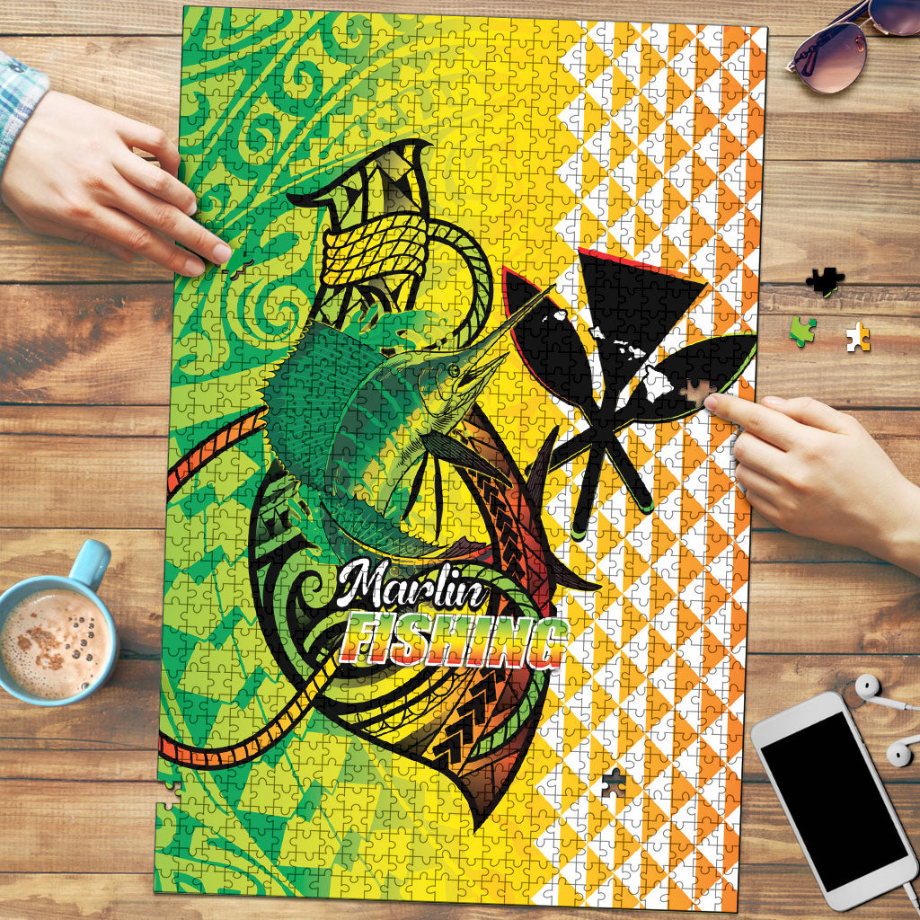Hawaii Blue Marlin Fishing Puzzle Hawaiian Kanaka Kakau Reggae LT14 Reggae - Polynesian Pride