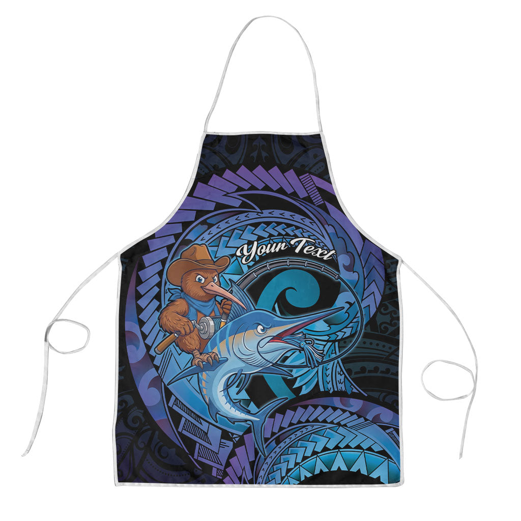 Personalised Blue Marlin Fishing New Zealand Apron NZ Kiwi Cowboy Born To Fish LT14 Purple - Polynesian Pride
