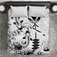 Japan And Hawaii Bedding Set Sakura Koi Fish Hawaiian Lei Kanaka LT14 White - Polynesian Pride