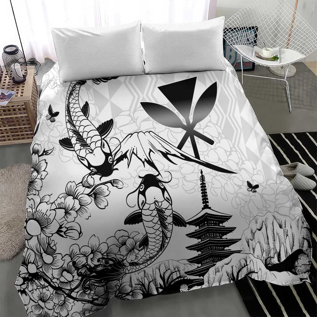 Japan And Hawaii Bedding Set Sakura Koi Fish Hawaiian Lei Kanaka LT14 - Polynesian Pride