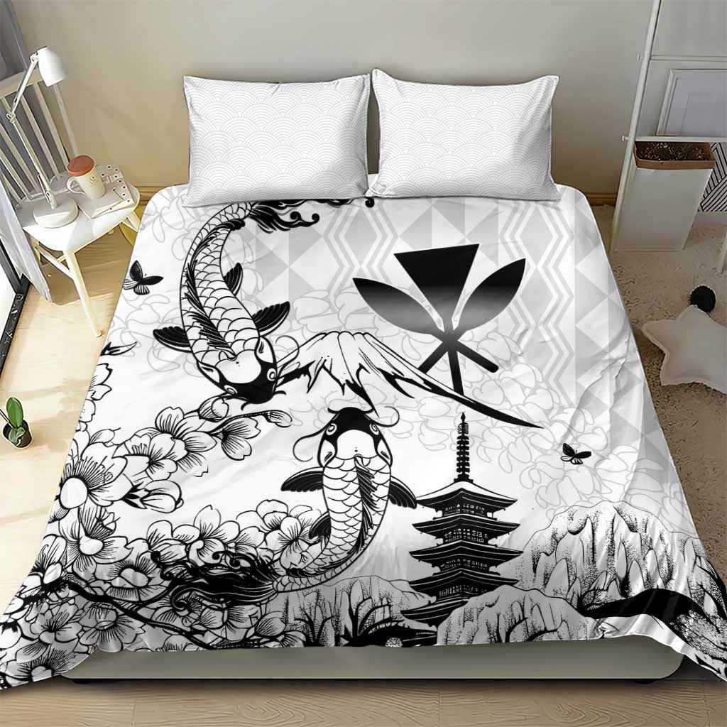 Japan And Hawaii Bedding Set Sakura Koi Fish Hawaiian Lei Kanaka LT14 - Polynesian Pride
