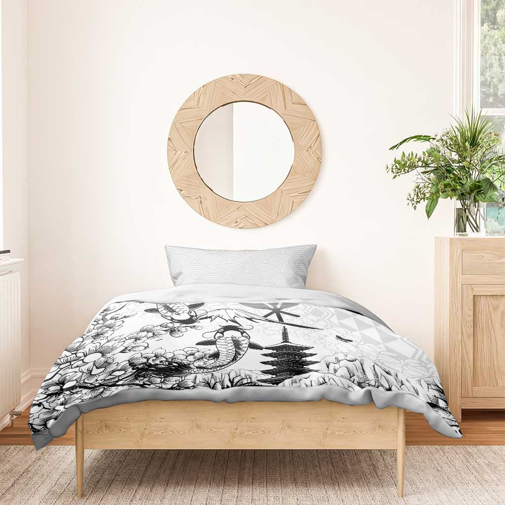 Japan And Hawaii Bedding Set Sakura Koi Fish Hawaiian Lei Kanaka LT14 - Polynesian Pride