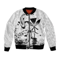 Japan And Hawaii Bomber Jacket Sakura Koi Fish Hawaiian Lei Kanaka LT14 Unisex White - Polynesian Pride