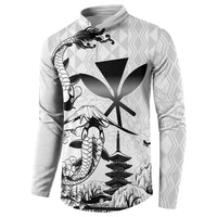 Japan And Hawaii Button Sweatshirt Sakura Koi Fish Hawaiian Lei Kanaka LT14 - Polynesian Pride