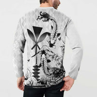 Japan And Hawaii Button Sweatshirt Sakura Koi Fish Hawaiian Lei Kanaka LT14 - Polynesian Pride