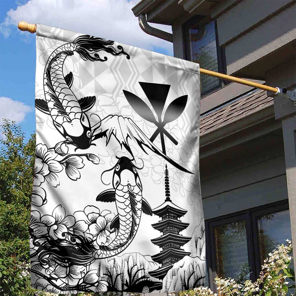 Japan And Hawaii Garden Flag Sakura Koi Fish Hawaiian Lei Kanaka LT14 - Polynesian Pride