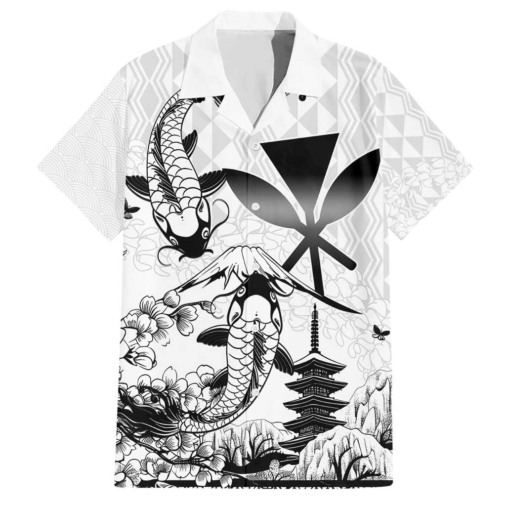 Japan And Hawaii Hawaiian Shirt Sakura Koi Fish Hawaiian Lei Kanaka LT14 White - Polynesian Pride