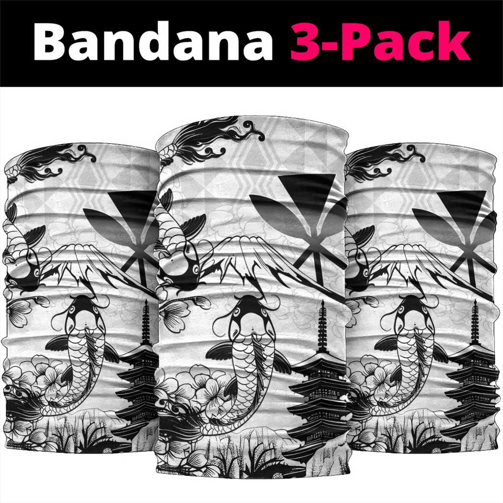 Japan And Hawaii Neck Gaiter Sakura Koi Fish Hawaiian Lei Kanaka LT14 package One Size: 25*50cm White - Polynesian Pride