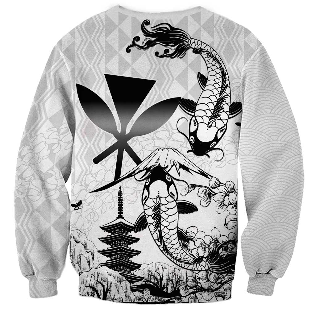 Japan And Hawaii Sweatshirt Sakura Koi Fish Hawaiian Lei Kanaka LT14 - Polynesian Pride