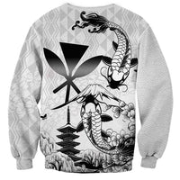 Japan And Hawaii Sweatshirt Sakura Koi Fish Hawaiian Lei Kanaka LT14 - Polynesian Pride