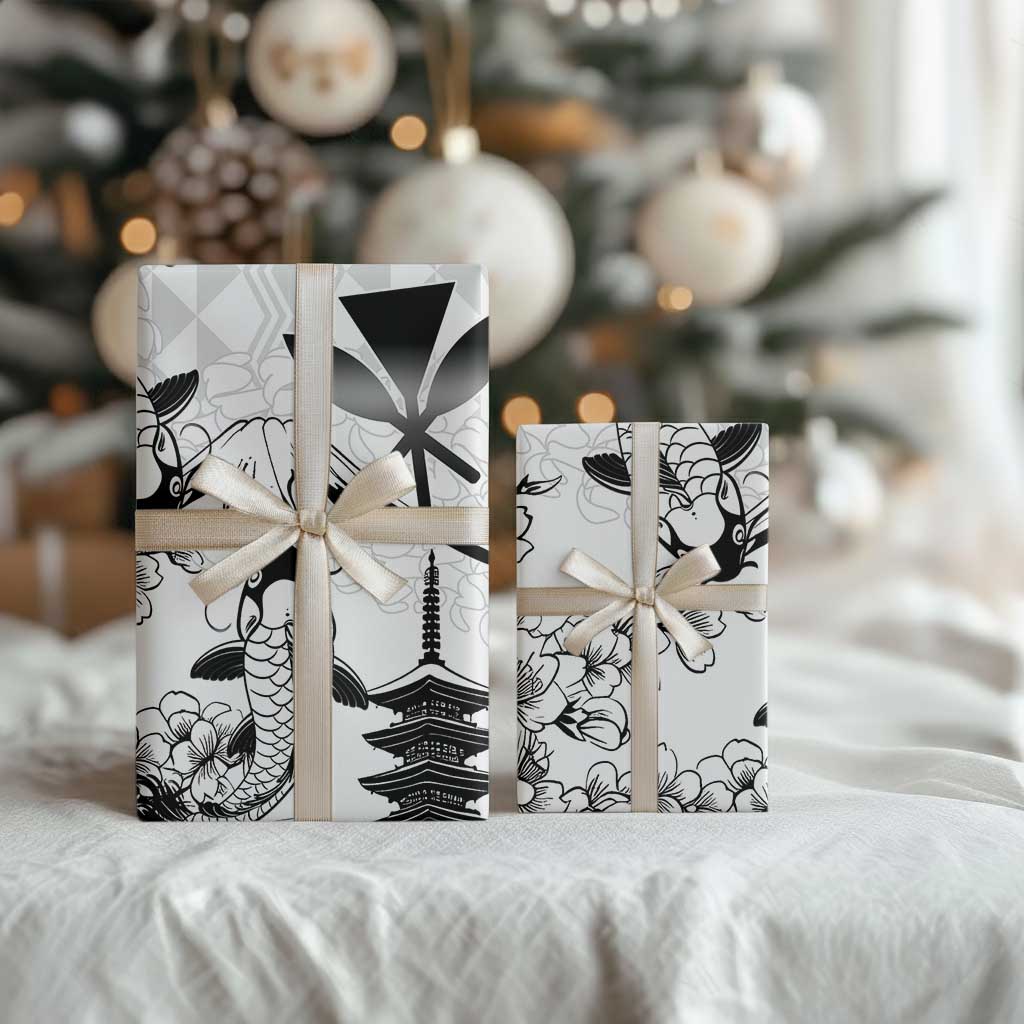 Japan And Hawaii Wrapping Paper Sakura Koi Fish Hawaiian Lei Kanaka LT14 - Polynesian Pride