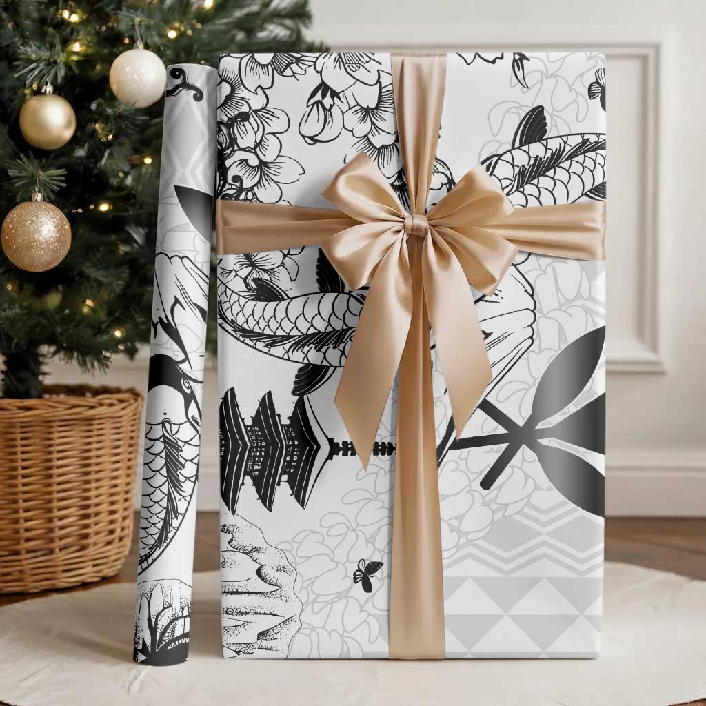 Japan And Hawaii Wrapping Paper Sakura Koi Fish Hawaiian Lei Kanaka LT14 - Polynesian Pride