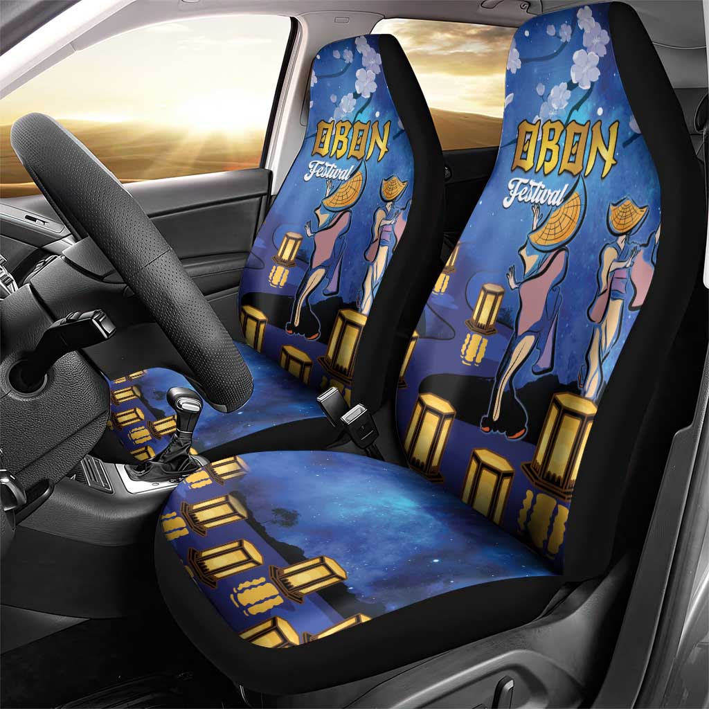 Japan Obon Festival Car Seat Cover Sakura Lanterns With Bon Dance LT14 - Polynesian Pride