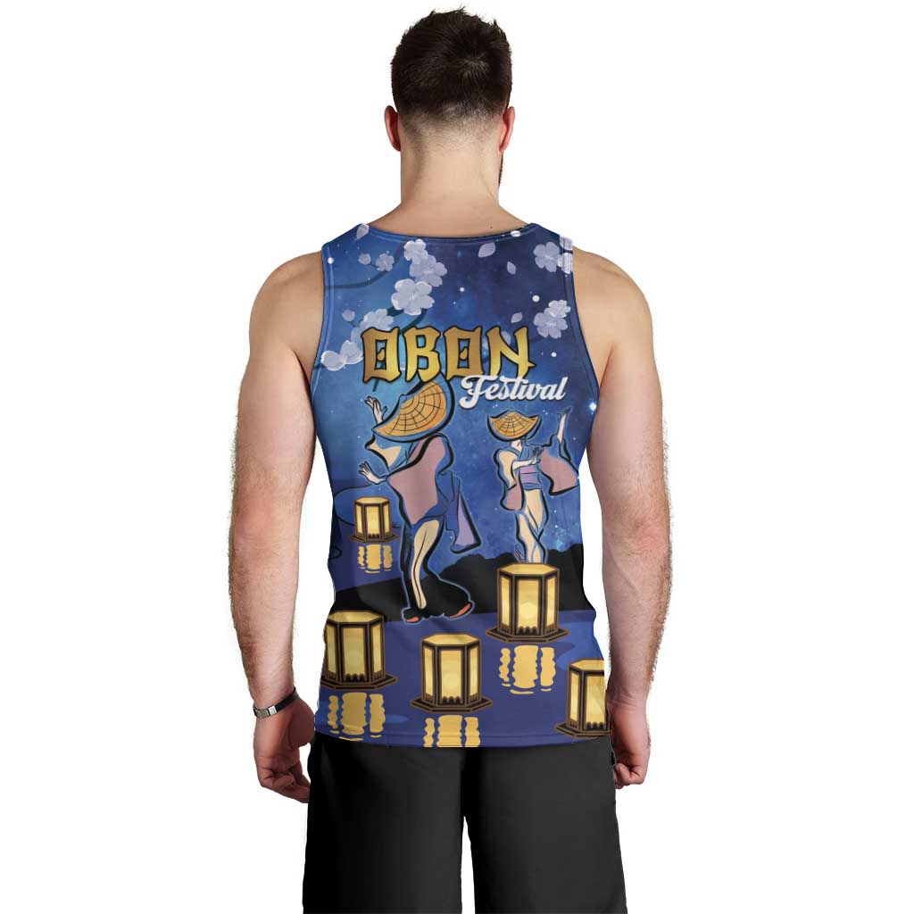 Japan Obon Festival Men Tank Top Sakura Lanterns With Bon Dance LT14 - Polynesian Pride