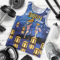 Japan Obon Festival Men Tank Top Sakura Lanterns With Bon Dance LT14 - Polynesian Pride