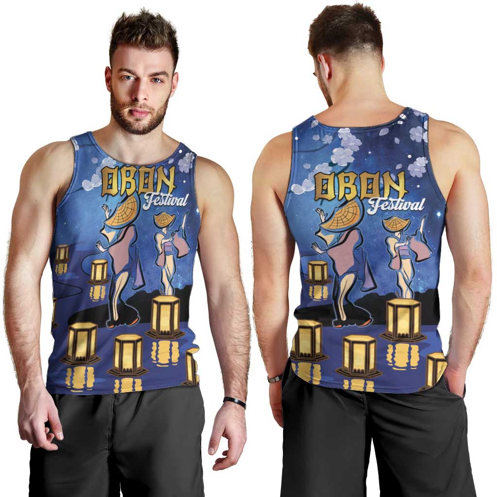 Japan Obon Festival Men Tank Top Sakura Lanterns With Bon Dance LT14 - Polynesian Pride