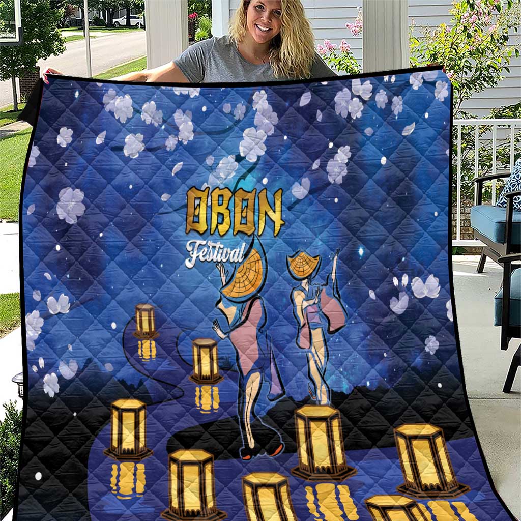 Japan Obon Festival Quilt Sakura Lanterns With Bon Dance LT14 Blue - Polynesian Pride