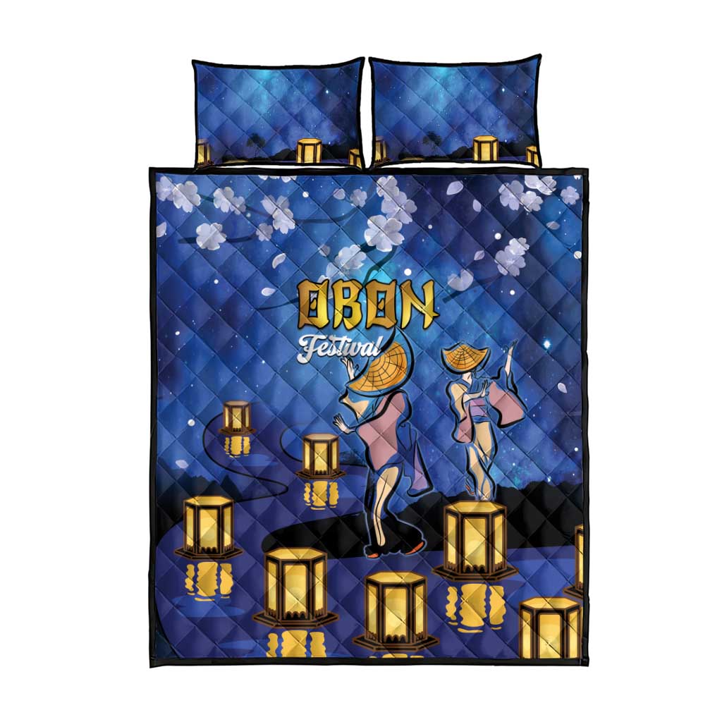 Japan Obon Festival Quilt Bed Set Sakura Lanterns With Bon Dance LT14 - Polynesian Pride