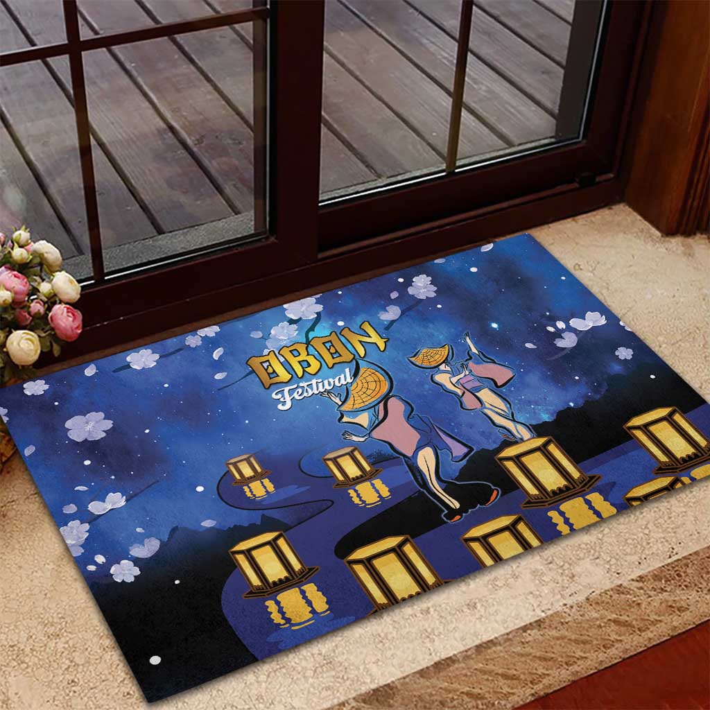 Japan Obon Festival Rubber Doormat Sakura Lanterns With Bon Dance LT14 - Polynesian Pride