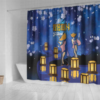 Japan Obon Festival Shower Curtain Sakura Lanterns With Bon Dance LT14 - Polynesian Pride