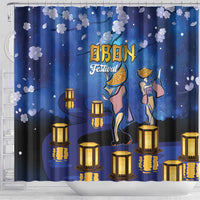 Japan Obon Festival Shower Curtain Sakura Lanterns With Bon Dance LT14 - Polynesian Pride