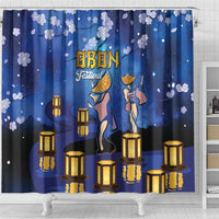 Japan Obon Festival Shower Curtain Sakura Lanterns With Bon Dance LT14 - Polynesian Pride