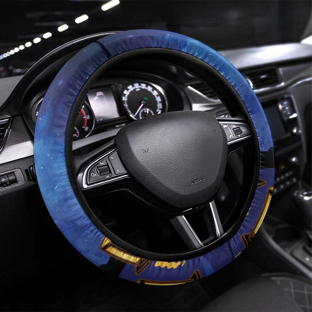 Japan Obon Festival Steering Wheel Cover Sakura Lanterns With Bon Dance LT14 Universal Fit Blue - Polynesian Pride