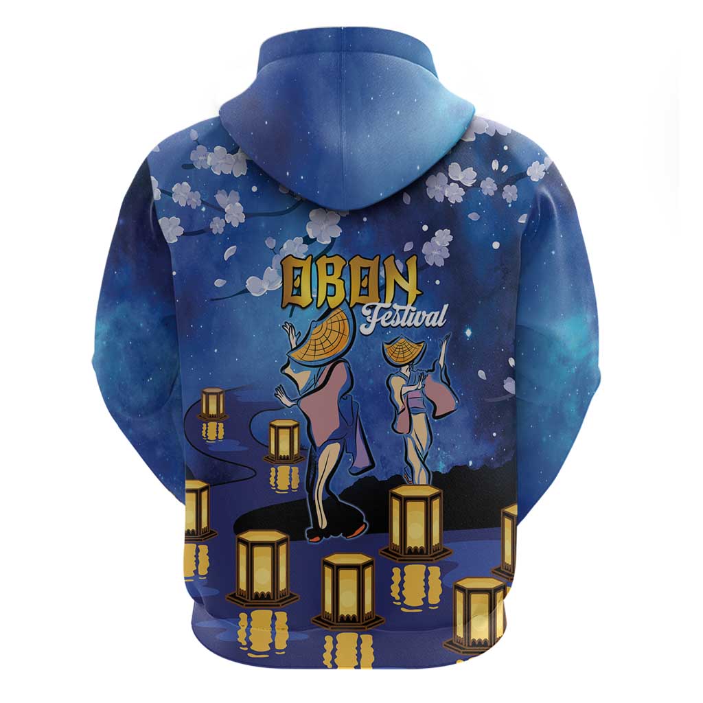 Japan Obon Festival Zip Hoodie Sakura Lanterns With Bon Dance LT14 - Polynesian Pride