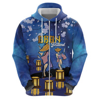 Japan Obon Festival Zip Hoodie Sakura Lanterns With Bon Dance LT14 - Polynesian Pride