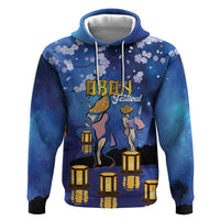 Japan Obon Festival Zip Hoodie Sakura Lanterns With Bon Dance LT14 Pullover Hoodie Blue - Polynesian Pride