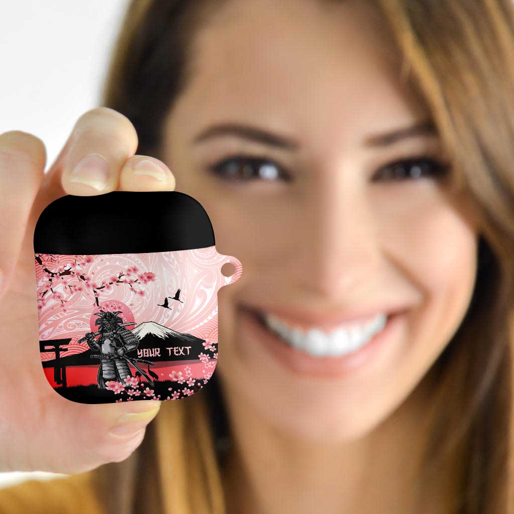 Personalised Japan Samurai Warrior AirPods Case Japanese Cherry Blossom Polynesian Pattern LT14 Pink - Polynesian Pride