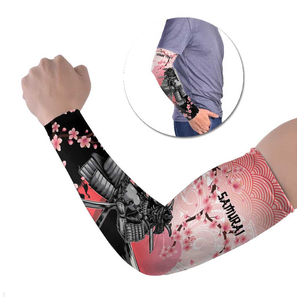 Personalised Japan Samurai Warrior Arm Sleeves Japanese Cherry Blossom Polynesian Pattern LT14 Set of 2 Pink - Polynesian Pride