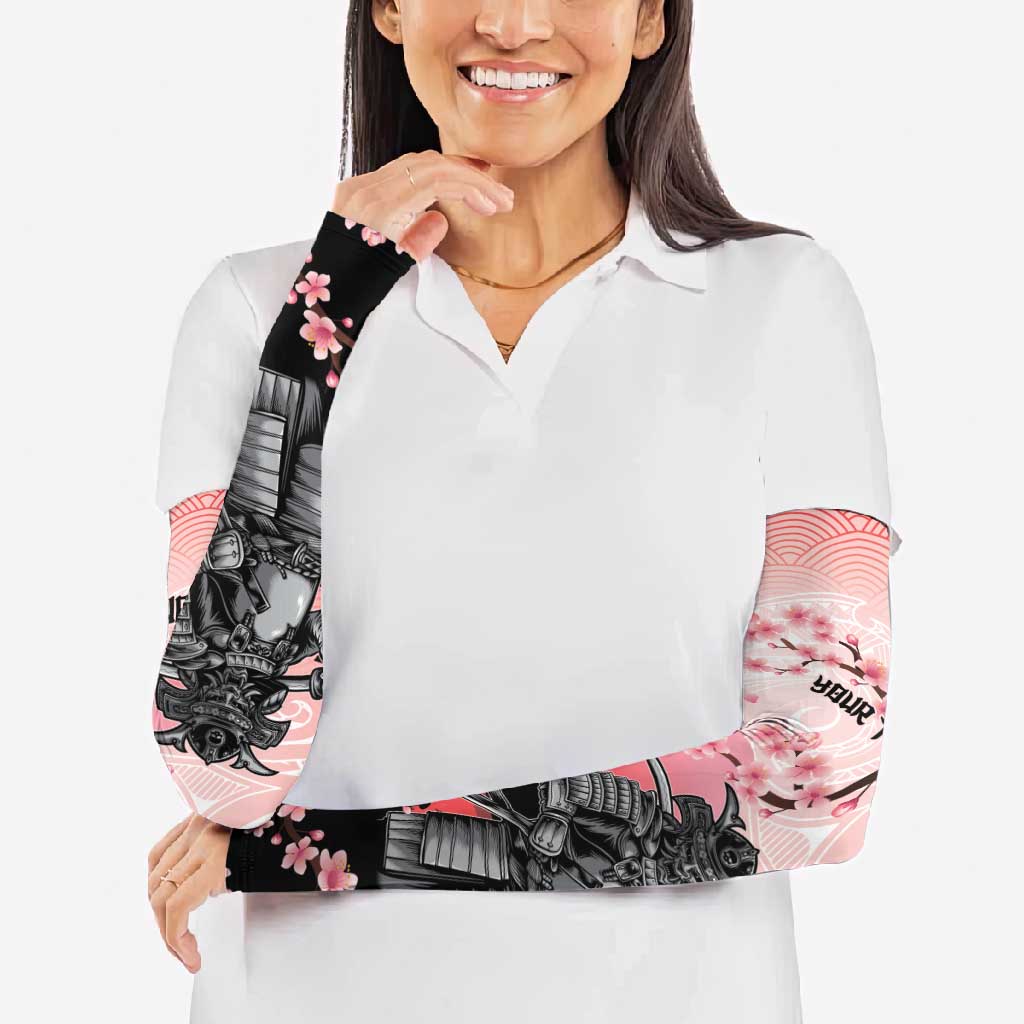Personalised Japan Samurai Warrior Arm Sleeves Japanese Cherry Blossom Polynesian Pattern LT14 - Polynesian Pride