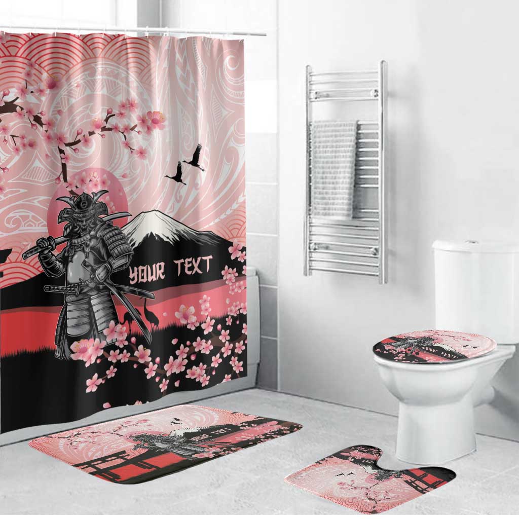 Personalised Japan Samurai Warrior Bathroom Set Japanese Cherry Blossom Polynesian Pattern LT14 Bathroom Set (4 pcs) Pink - Polynesian Pride