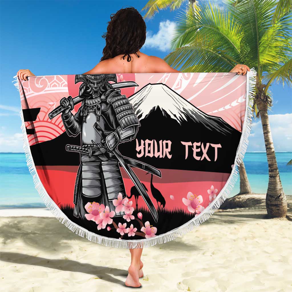 Personalised Japan Samurai Warrior Beach Blanket Japanese Cherry Blossom Polynesian Pattern LT14 - Polynesian Pride