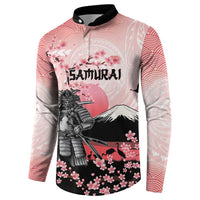 Personalised Japan Samurai Warrior Button Sweatshirt Japanese Cherry Blossom Polynesian Pattern LT14 - Polynesian Pride