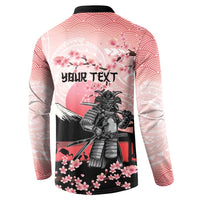 Personalised Japan Samurai Warrior Button Sweatshirt Japanese Cherry Blossom Polynesian Pattern LT14 - Polynesian Pride