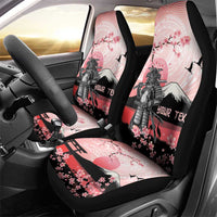 Personalised Japan Samurai Warrior Car Seat Cover Japanese Cherry Blossom Polynesian Pattern LT14 - Polynesian Pride