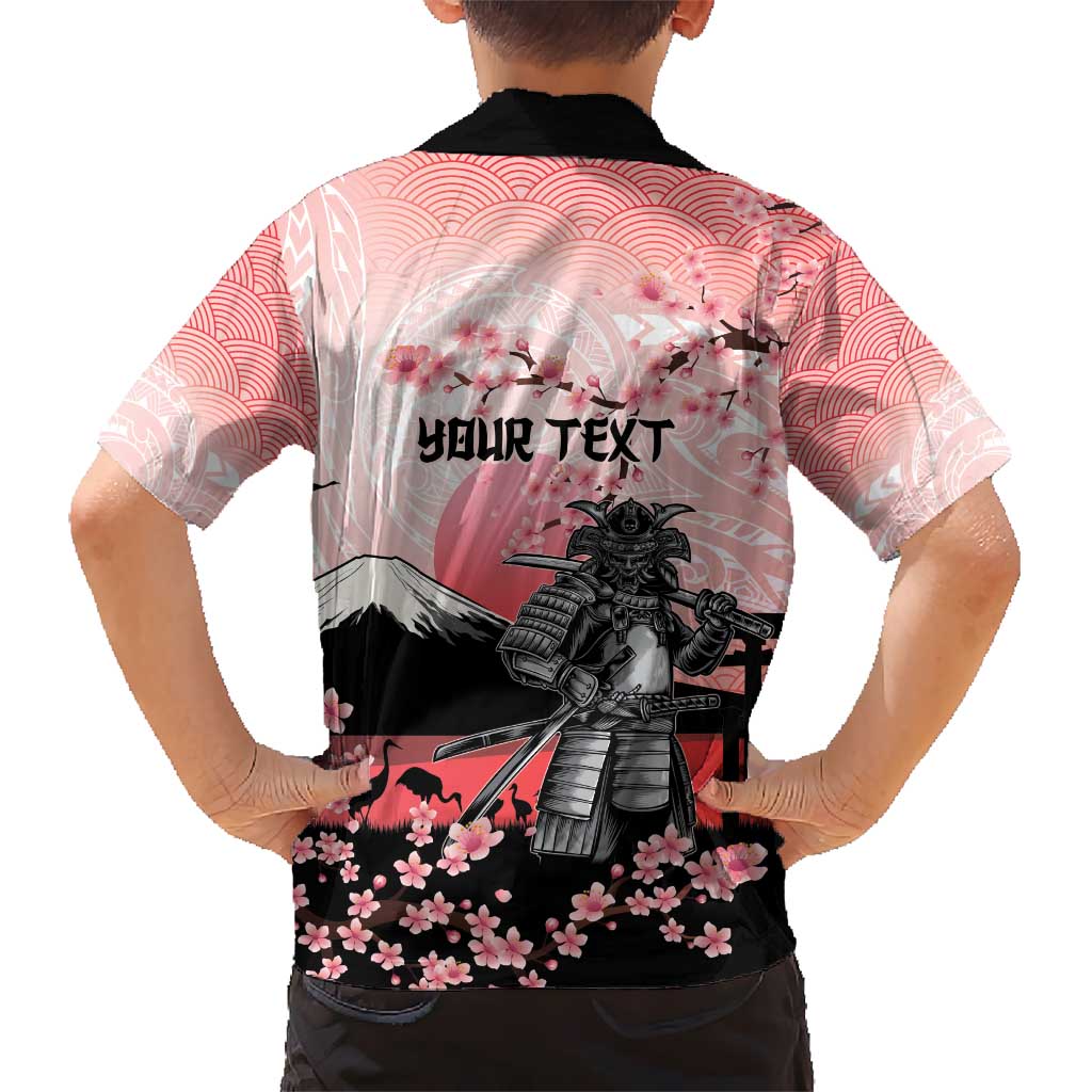 Personalised Japan Samurai Warrior Kid Hawaiian Shirt Japanese Cherry Blossom Polynesian Pattern LT14 - Polynesian Pride