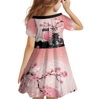 Personalised Japan Samurai Warrior Kid Short Sleeve Dress Japanese Cherry Blossom Polynesian Pattern LT14 - Polynesian Pride