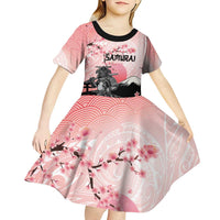 Personalised Japan Samurai Warrior Kid Short Sleeve Dress Japanese Cherry Blossom Polynesian Pattern LT14 - Polynesian Pride